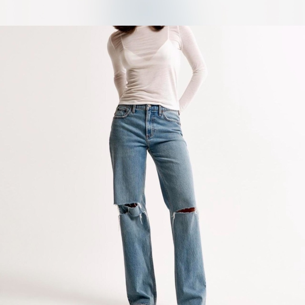 Abercrombie & Fitch Blue Distressed baggy low rise jean.
